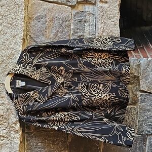 Chicos size 2 black and gold embroidered blazer